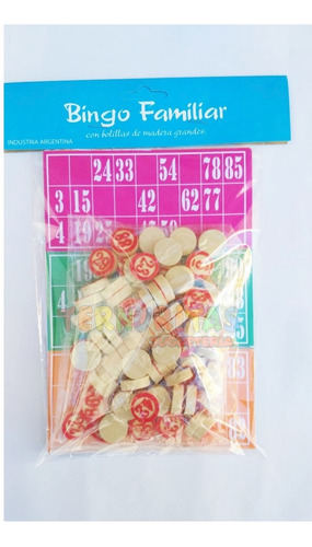 Loteria Kit X2 Bingo Familiar Bolillas Madera + Cartones Ep