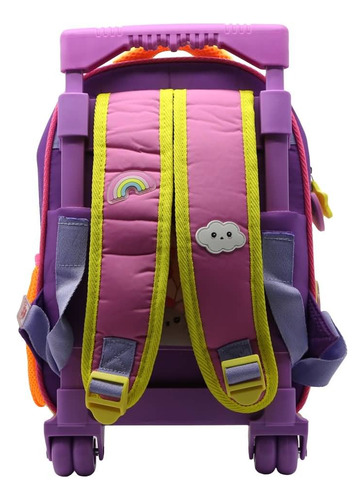 Mochila Escolar Simones Mushi Wow Con Carro Color Rosa Diseño De La Tela Lisa