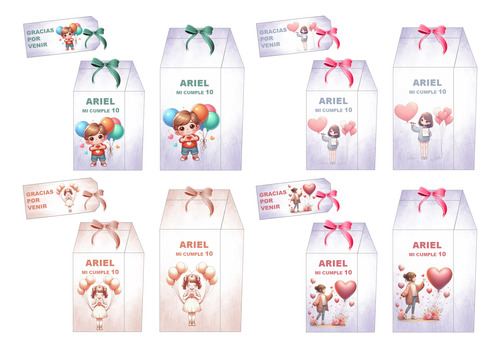 Kit Imprimible Cajas Milk + Tag + Moño: Máquina Excavadora