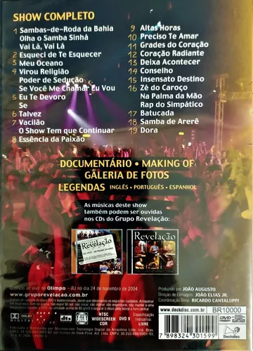 Dvd grupo revelação ao vivo no olimpo - DECK - Outros Música e Shows -  Magazine Luiza