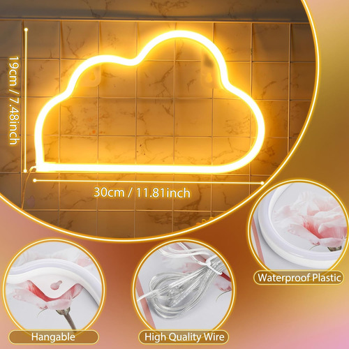 Baquler 4 Letreros De Neón De Nube Con Pilas O Usb, Luz De N