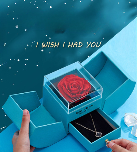Anillo Collar Caja De Regalo Flores Conservadas De Manzana