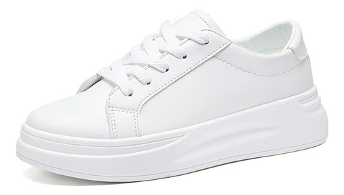 Zapatos Casuales Blancos Con Plataforma De Moda Para Mujer