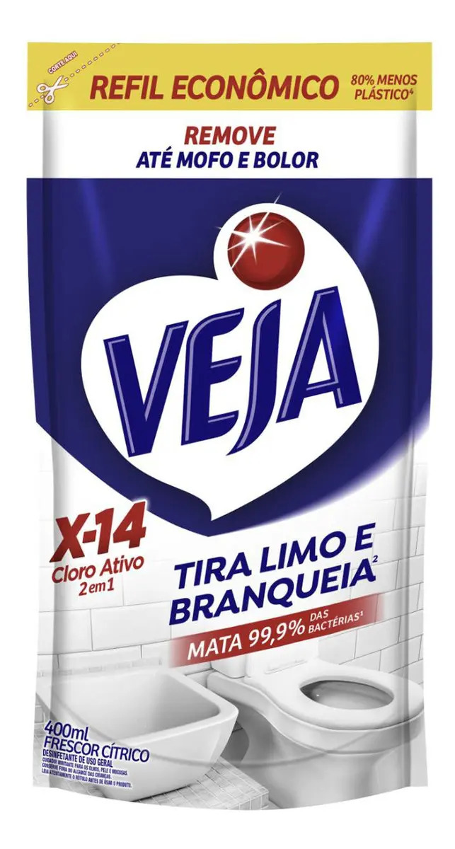 Limpador Tira Limo Veja X14 com Cloro Ativo 400ml Refil