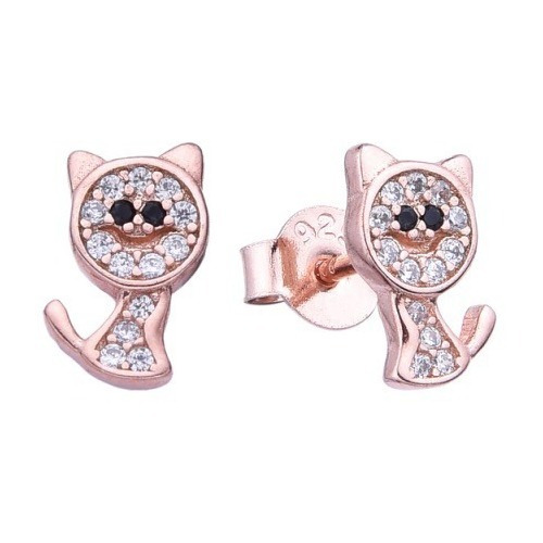 Aros Pasantes Gatitos Plata 925 Cubics