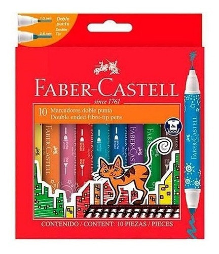 Marcadores Doble Punta Faber Castell 10 Piezas - 20 Puntas