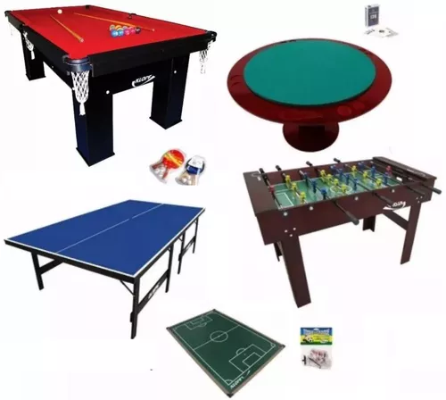 Mesa 4 em 1 Sinuca Futebol Botão Ping Pong - 15mm MDF Tecido