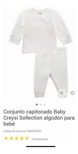 Conjunto Bebé 00 Baby Crazy Capitonado Blanco (Usado)