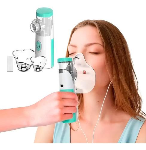 Nebulizador inalador portátil recarregável Aerocamara Asthma, cor verde claro