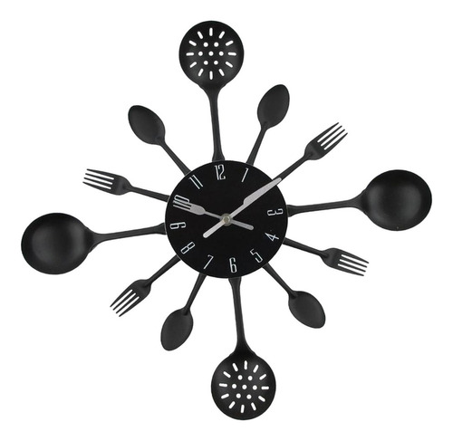 Adorno De Reloj Oscilante Utensilio De Cocina Tenedor Negro