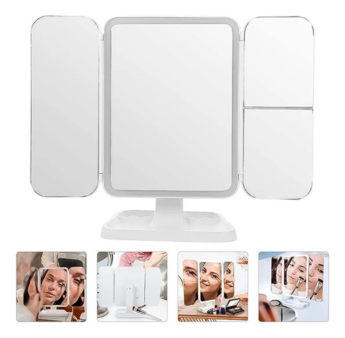 Espejo Maquillaje Profesional 22 Led Aumento Plegable Grande