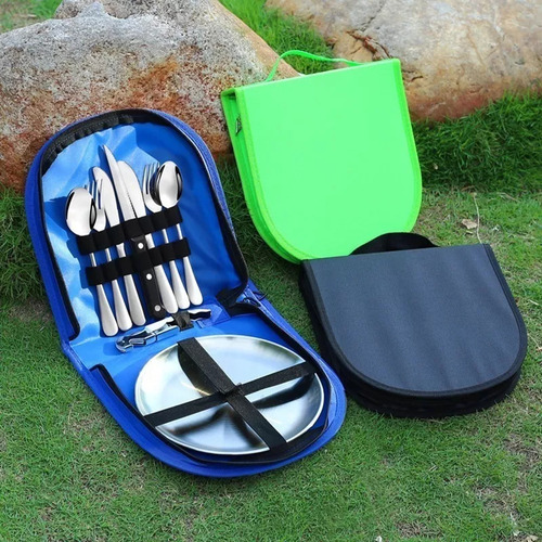 Juego De Vajilla De Picnic De Viaje De Acero Inoxidable