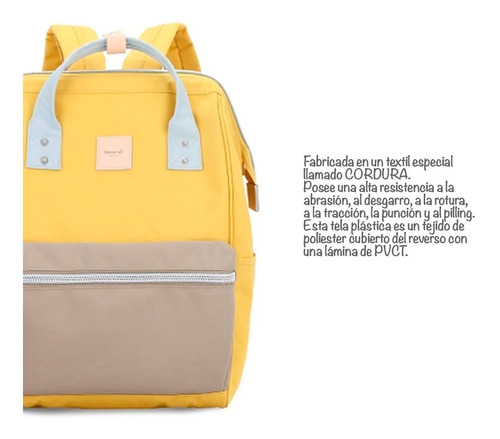 Imagen 5 de 10 de Mochila Himawari 1881 Usb Cordura Bolso Division Notebook.