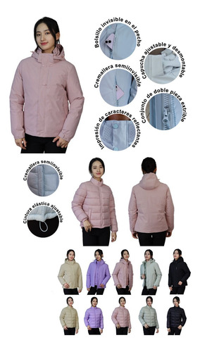 Campera De Mujer Dos En Uno Desmontable Impermeable M Al 8xl