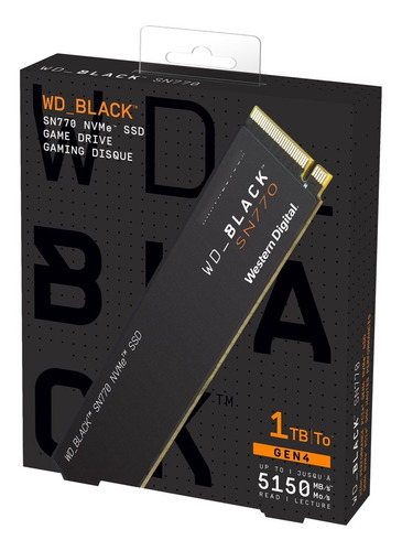 Disco Solido Interno Ssd 1 Tb Nvme Western Digital Black Sn770 Wds100t3x0e