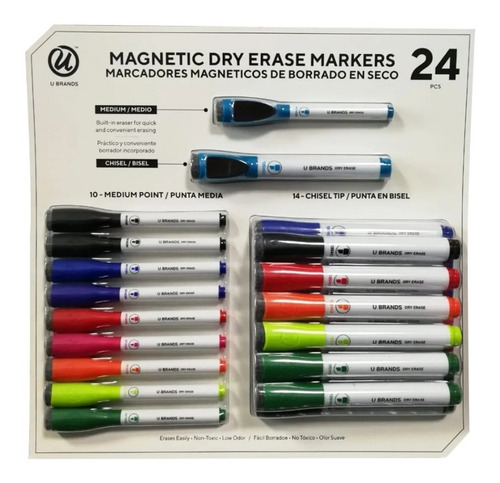 Kit Marcadores Magnéticos Borrables En Seco X 24 Unid - Usa