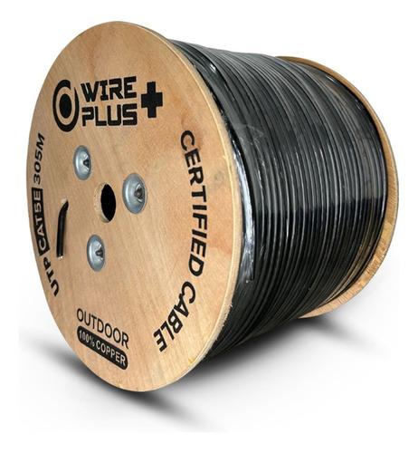 Cable Utp Cat5e Bobina 305 Metros 100% Cobre Exterior Negro