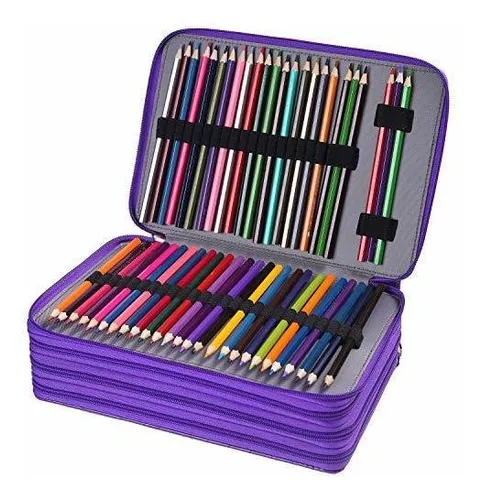 Shulaner 200 Slots Colored Pencil Case Organizer with Zipper PU