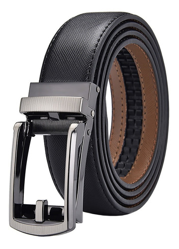 Cinturon De Piel Negro Con Hebilla Automatica Para Caballero