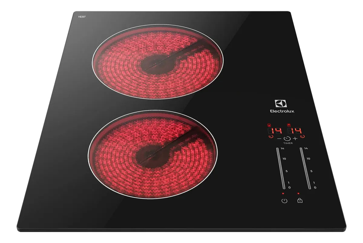 Encimera Eléctrica 2 Platos Vitrocerámica Panel Touch Ve3st