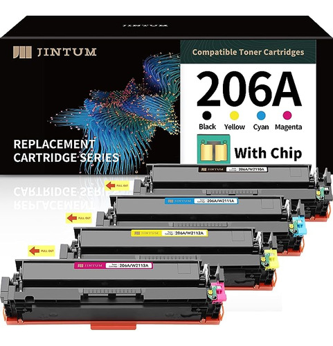 Paquete 4 Toner 206a Con Chip Compatibles Con Toner 206a 206