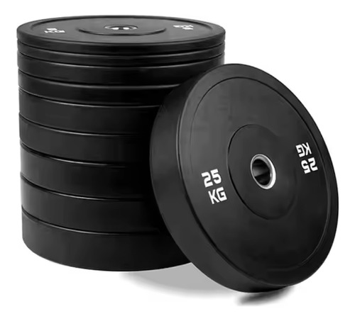 Disco Bumper Olimpico Importado Goma 25kg Calidad Premium Negro