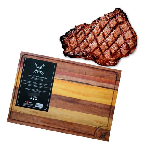 Tabla De Corte Artesanal De 50x35x3 Cm Para Cocina Bbq Grill