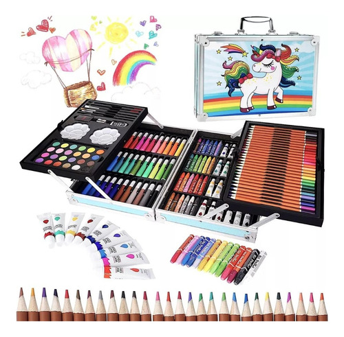 Set De Arte Niños Marcadores Crayolas Acuarelas Colores