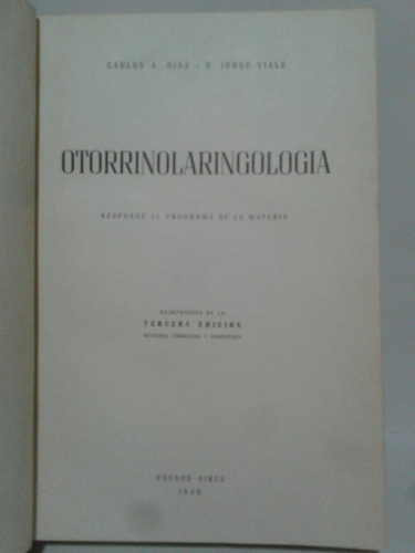 Otorrinolaringologia. Por Carlos Diaz-s. Jorge Viale.