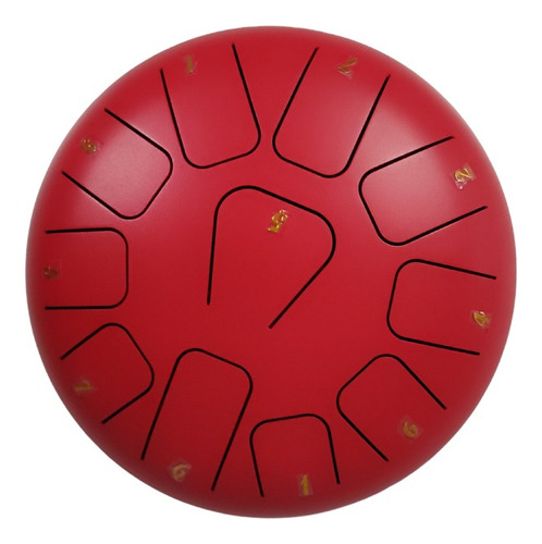 Steel Tongue Drum 8 Pulgadas 11 Tonos Rojo Meditacion