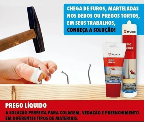 Imagem 2 de 4 de 2- Prego Líquido Adesivo Selante Extra Forte 310ml Wurth