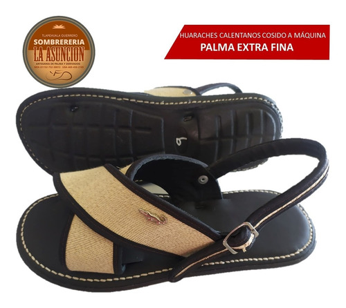 Huarache Cruzado De Palma Extra Fina Natural Borde Negro 