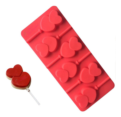 Molde De Silicona Chupetin Corazon Doble Love Lolly Pop X6 