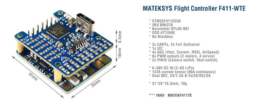 Matek Systems Flight Controller F411-wte