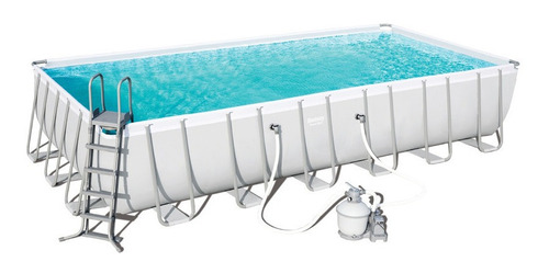 Piscina estructural rectangular Bestway 56475 con capacidad de 30045 litros de 7.32m de largo x 3.66m de ancho  gris claro diseño mosaico