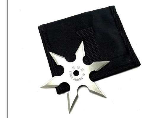 Shuriken 6 Puntas Black Ninja Con Funda Steel 10 Centimetros