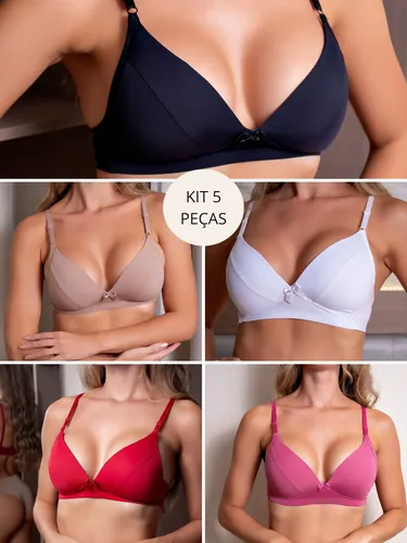 Kit 5 Sutiã Fernanda  Com Bojo Soft Confortável Alça Mapolla