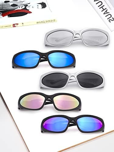 Knliwkm 2 Pares Y2k Gafas De Sol Envolventes Gafas Ovaladas