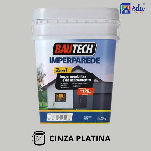 Tinta Imperparede Impermealizante Bautech Cores 2 0 K G. Acabamento Fosco Cor Cinza Platina