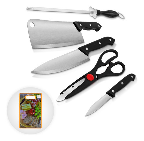 Set De Utensilios De Cocina Para Corte Profesional Color Negro