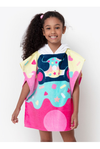 Poncho Toalha Com Capuz Infantil Meninas Puket