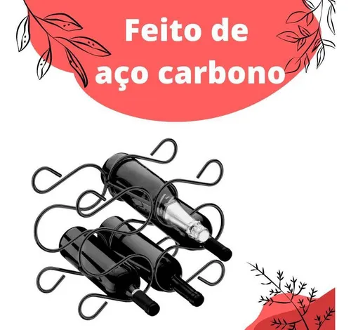 Soporte para botellas Onix Future Adega con 6 espacios, acero, color negro