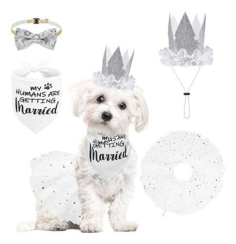 Vestido Scenereal De Boda Para Perro Con Bandana