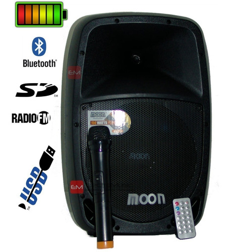 Bafle Moon Batt10 Potenciado Activo C/ Mic Uhf Usb Bluetooth