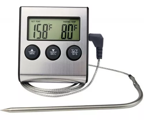 Termometro Cocina Horno + Pinchacarne + Timer Digital Combo