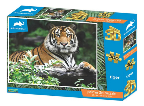 Quebra Cabeça Super 3d Tigre 500 Peças Brinquedo Infantil