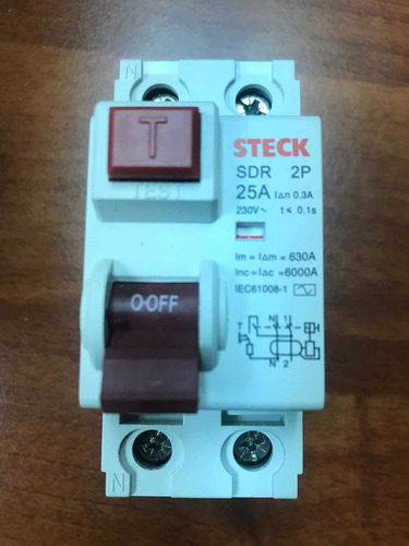 Breaker Diferencial De Corriente 25 Amp 2 Polos 300 Ma