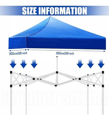 Toldo De Jardín Impermeable De Repuesto Azul De 3 X 3 M