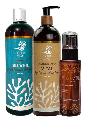 Shampoo Silver, Serum Elixir Y Acondicionador