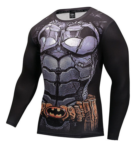 Camisa De Compresión Para Hombre Batman Impreso Manga Larga